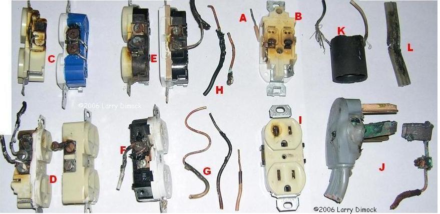 Signs of heat at bad wiring connections